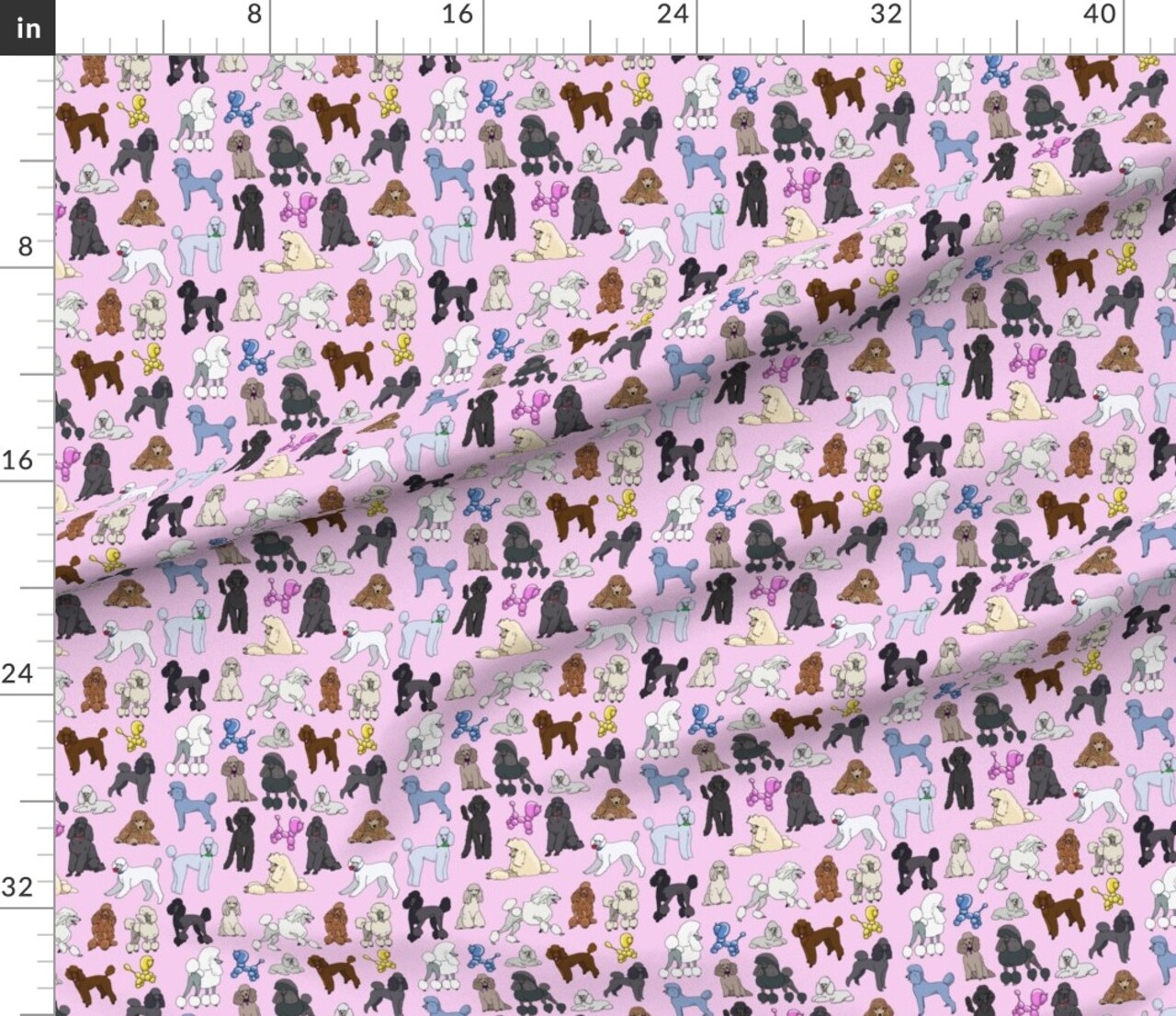 Poodles Pink Toy Fancy Dog Pet Puppy Poodle Dogs Custom Printed Fabric by Spoonflower Various Fabrics by the Yard or Fat Quarter